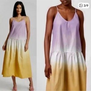 NWT $155 All Saints Purple and Yellow Midi Dress